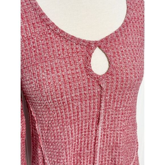 Almost Famous Knit Scoop Neck Long Sleeve Top Heather Reddish Pink Size Medium - Picture 3 of 13